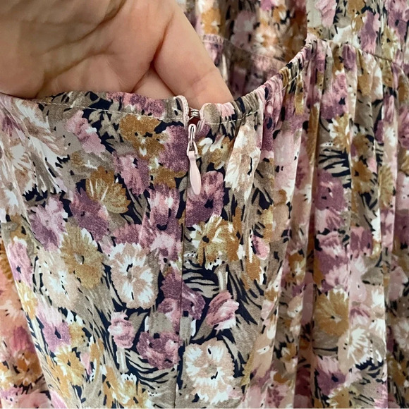 En Saison Jocelyn Floral Midi Dress Open Back Tiered Pink Size Small - Picture 7 of 10